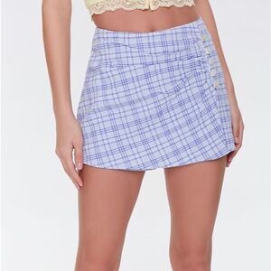 Forever 21 Small Light Purple Lavender Gingham High Waisted Mini Skort Cute Sexy